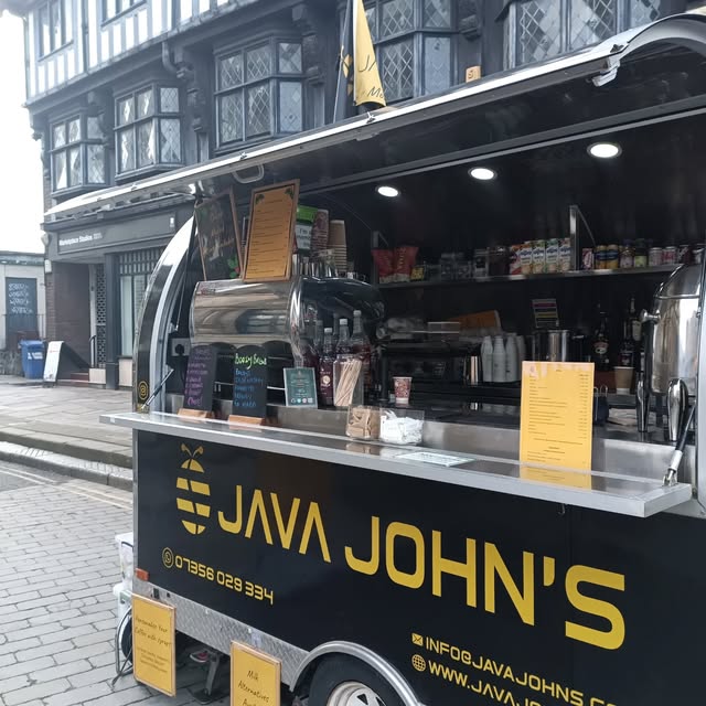 The Java John's coffee van parked on the street