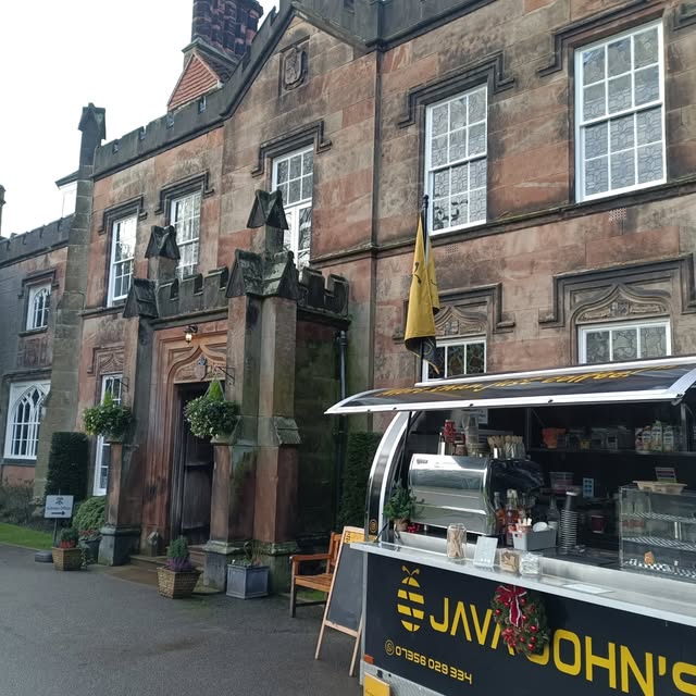 The Java John's coffee van outside a historic venue