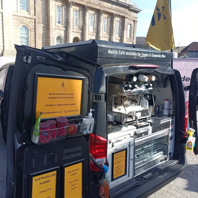 The well-stocked interior of the Java John's van